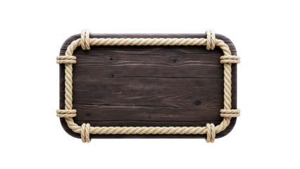 Wooden Signboard with Nautical Rope Border