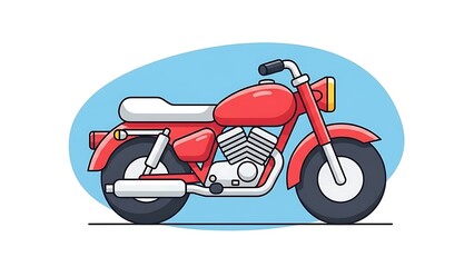 Obraz premium Red motorcycle on blue background illustration.