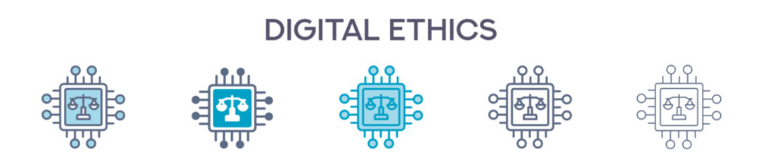 Digital Ethics Element For Design Graphic - Multi Styles. Vector Illustration Of Two Colored And Black. Multiple Icons Designs Can Be Used For Mobile, Ui, Web 