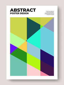 Abstract Geometric Poster Design with Colorful Overlapping Triangles and Vibrant Shapes