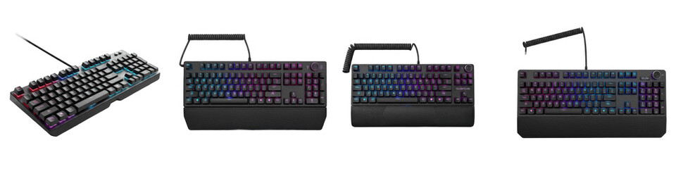 RGB Mechanical Gaming Keyboard Set Isolated on White Background © Druvh