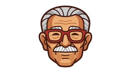 Smiling elderly man with glasses a cartoon illustration.