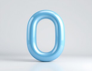 A shiny 3d blue number zero rendered as a metallic digit icon and circular symbol element with a glossy font design