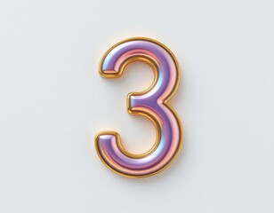 3d illustration of colorful shiny metallic numbers and digits on a white background featuring a vector design of gold alphabet icons and signs