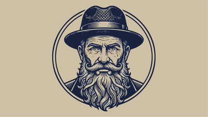 Intense gaze of a distinguished man with a hat and beard.