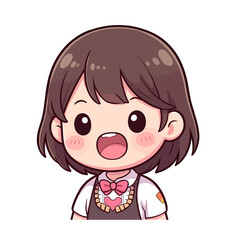 Obraz premium Surprised Little Girl with Open Mouth and Bow Tie vector illustration