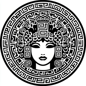Freyja goddess black and white vector icon
