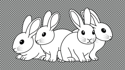 Easter rabbit. Easter bunny. Different poses. Happy Easter Day. Animal minimal concept collection. Vector illustration.