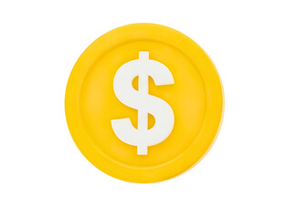 Obraz premium Dollar coin symbol isolated on transparent background
