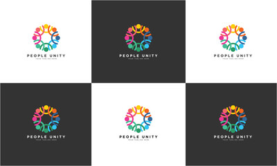 Teamwork or community unity modern logo template. Full color modern logo vector