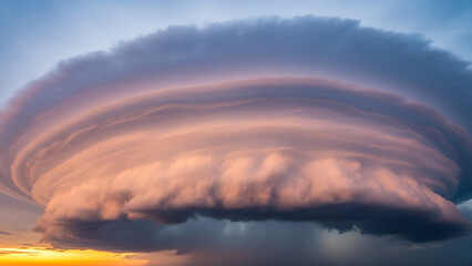 Naklejka premium Dramatic Supercell Thunderstorm Clouds at Sunset - Anvil Cloud Formation