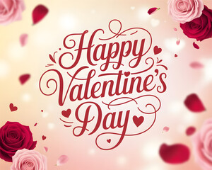 Beautiful Romantic Happy Valentine's Day Floral Greeting Card Background