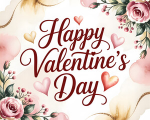 Beautiful Romantic Happy Valentine's Day Floral Greeting Card Background