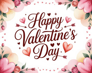 Beautiful Romantic Happy Valentine's Day Floral Greeting Card Background
