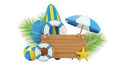 Summer Beach Vacation Theme with Wooden Sign