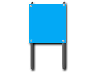 Modern Minimalist Blue Blank Signage Template on Twin Posts 