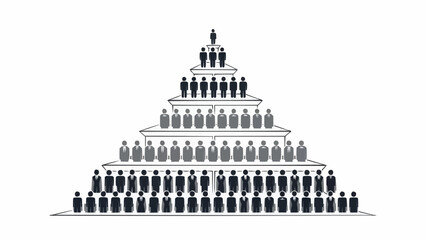 Organizational Hierarchy Pyramid with People Silhouettes.
