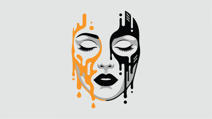 Artistic face with paint dripping effect creative design concept.