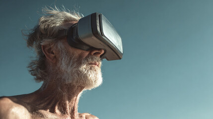 An elderly gentleman immersed in the virtual reality experience