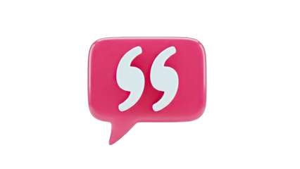 3D Quote Icon on transparent background
