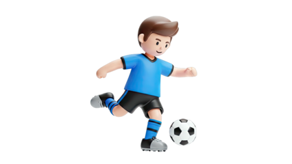 3D Cartoon Boy Kicking a Soccer Ball
