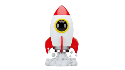 3D Cartoon Rocket Launching with Smoke