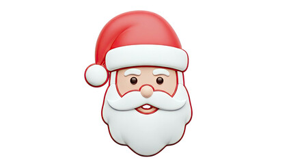 3D Cartoon Santa Claus Face with Red Hat
