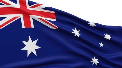 Australian Flag Waving Isolated on White Background, Australia Symbol