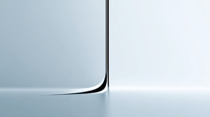 Abstract minimalist design with a vertical line and sleek curve in a light grey color scheme. This image evokes feelings of sophistication and modernism