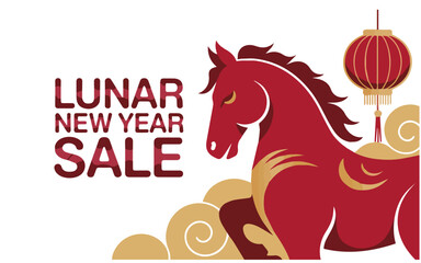 Lunar New Year sale with horse and lantern