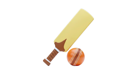 Cricket Bat and Ball Illustration