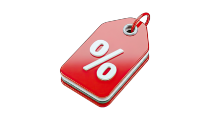 Red Price Tag with Percentage Symbol