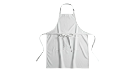 A pristine white apron, suitable for kitchen use, sits against a black backdrop
