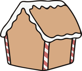 Cartoon Illustration of a Gingerbread House