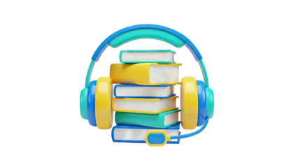 Headphones with Stack of Books