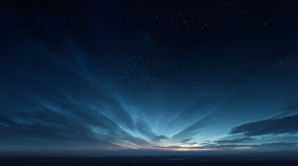 A mesmerizing view of the night sky, with luminous clouds scattered around