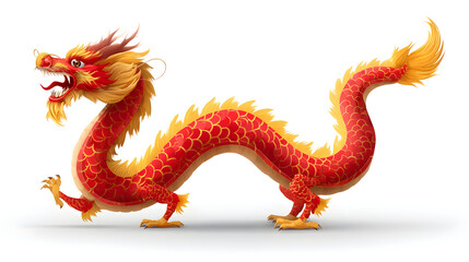 Obraz premium Flat vector illustration of a traditional Chinese dragon