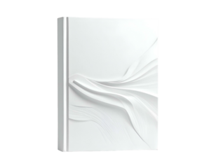 White book cover with elegant, flowing abstract white design