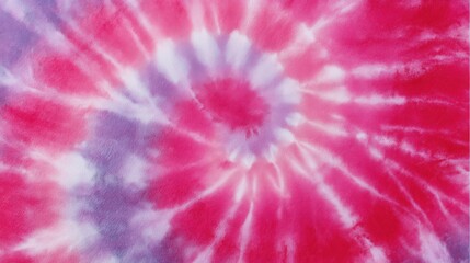 Vibrant pink and purple tie-dye spiral pattern on a soft fabric texture background