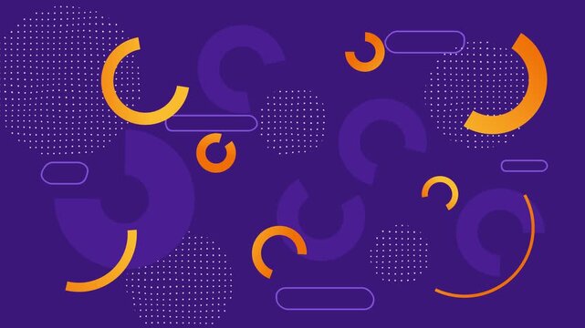 Abstract geometric shapes of orange and purple colors on a vibrant purple background design element