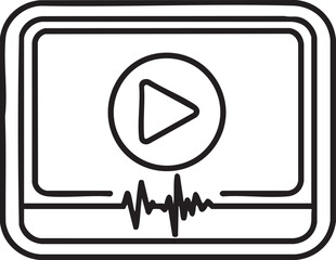 Monitor with Play Button and Sound Waves Video