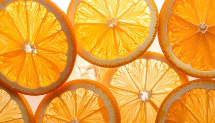 Translucent citrus fruit slices, backlit, creating an abstract pattern