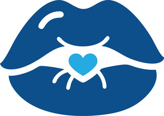 Lips with Heart Romantic Love Expression Symbol