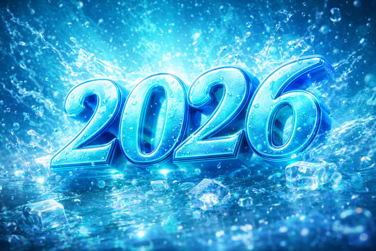 New year 2026 cool fresh uce illustration 3d  text number