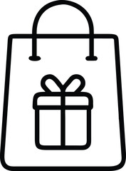 Shopping Bag with Gift Box Inside Line Icon