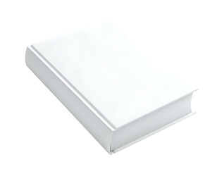 Simple, blank, rectangular book with white cover, slightly angled