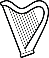 Irish harp line art graphic traditional musical instrument outline 2