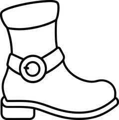 Leprechaun boot line art with buckle detail shoe footwear 1