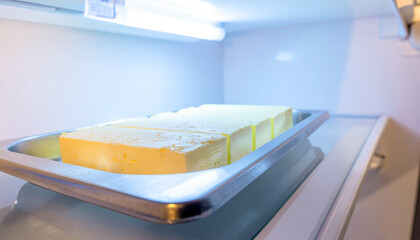 冷蔵庫で保管された業務用バターのブロック generative ai