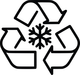 Recycling symbol incorporating a snowflake sustainable winter practices illustrated